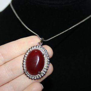 Vintagejelyfish Red and Silver Necklace